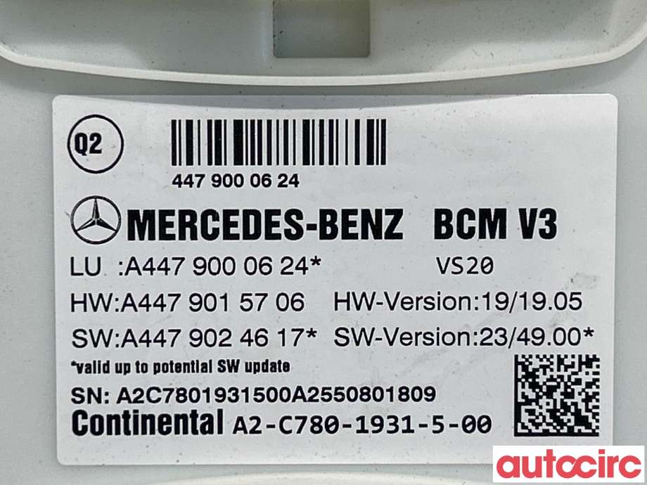 Styreenhet comfort (BCM) til Mercedes Vito/Viano 2010-2014 (Fase 2) (W639) (W639) (MERCEDES|A4479000624|)