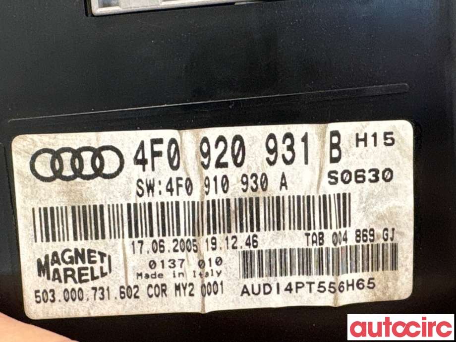 Instrumentpanel til Audi A6 2005-2008 (Type III, Fase 1) (C6) (C6) (AUDI|4F0920934GX|503000731602|4F0920934G)