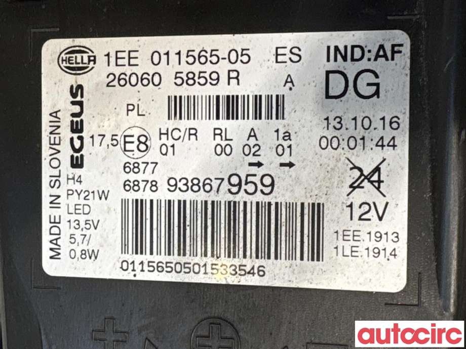 Frontlykt venstre halogen til Opel Vivaro B 2014-2019 (OPEL|95517216|1EE011565-05|95527869)