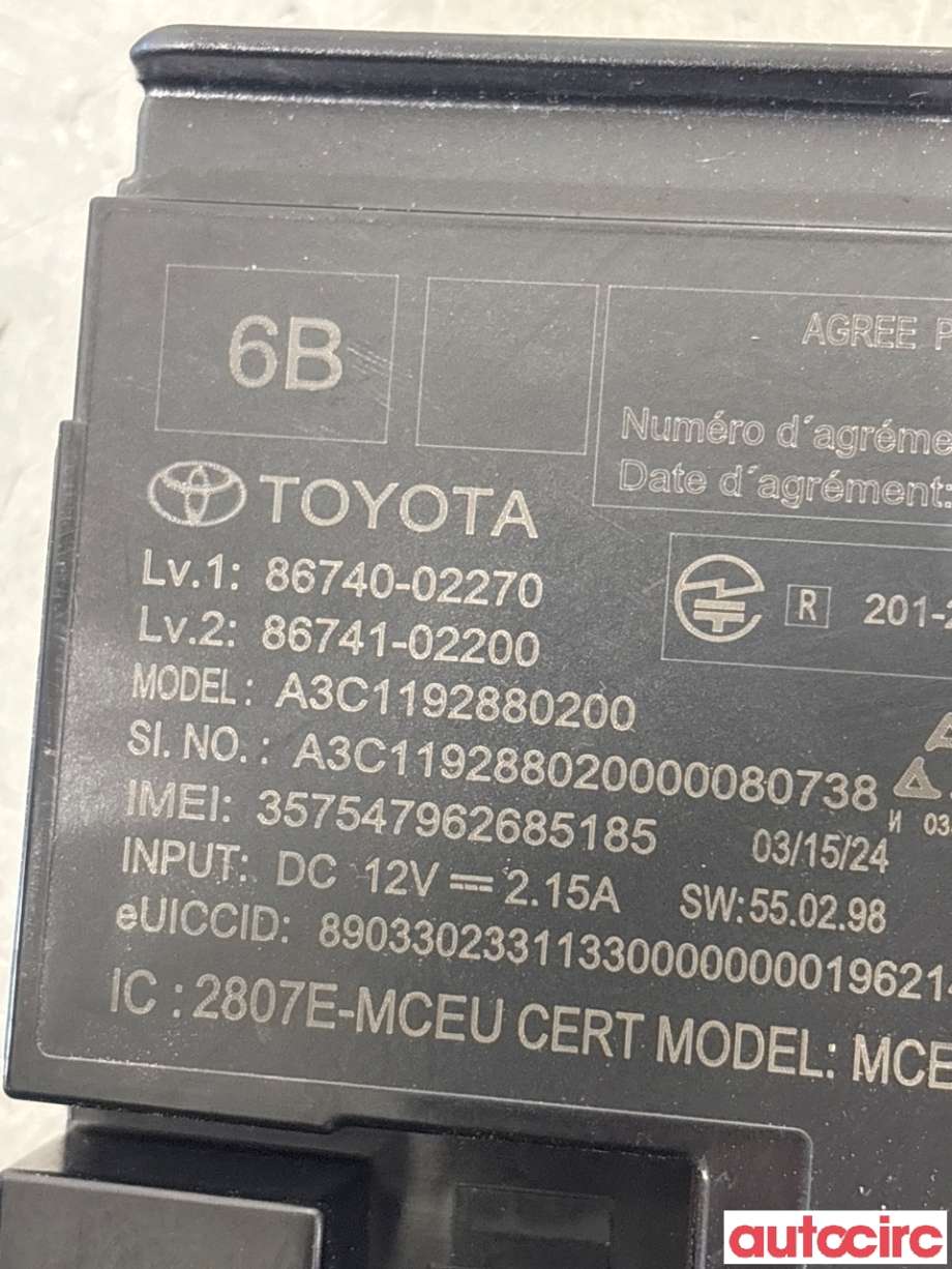 Dashbord telefon til Toyota Yaris 2020-->> (Type IV) (TOYOTA|8674002271||86740-02270)