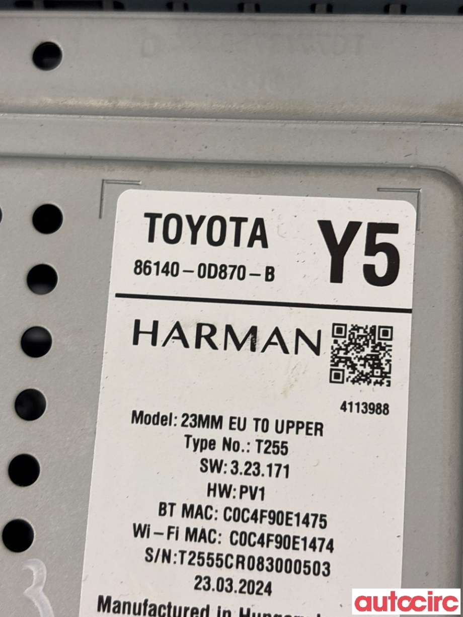 Bilstereo til Toyota Yaris 2020-->> (Type IV)  (TOYOTA|861400D870||86140-0D870)