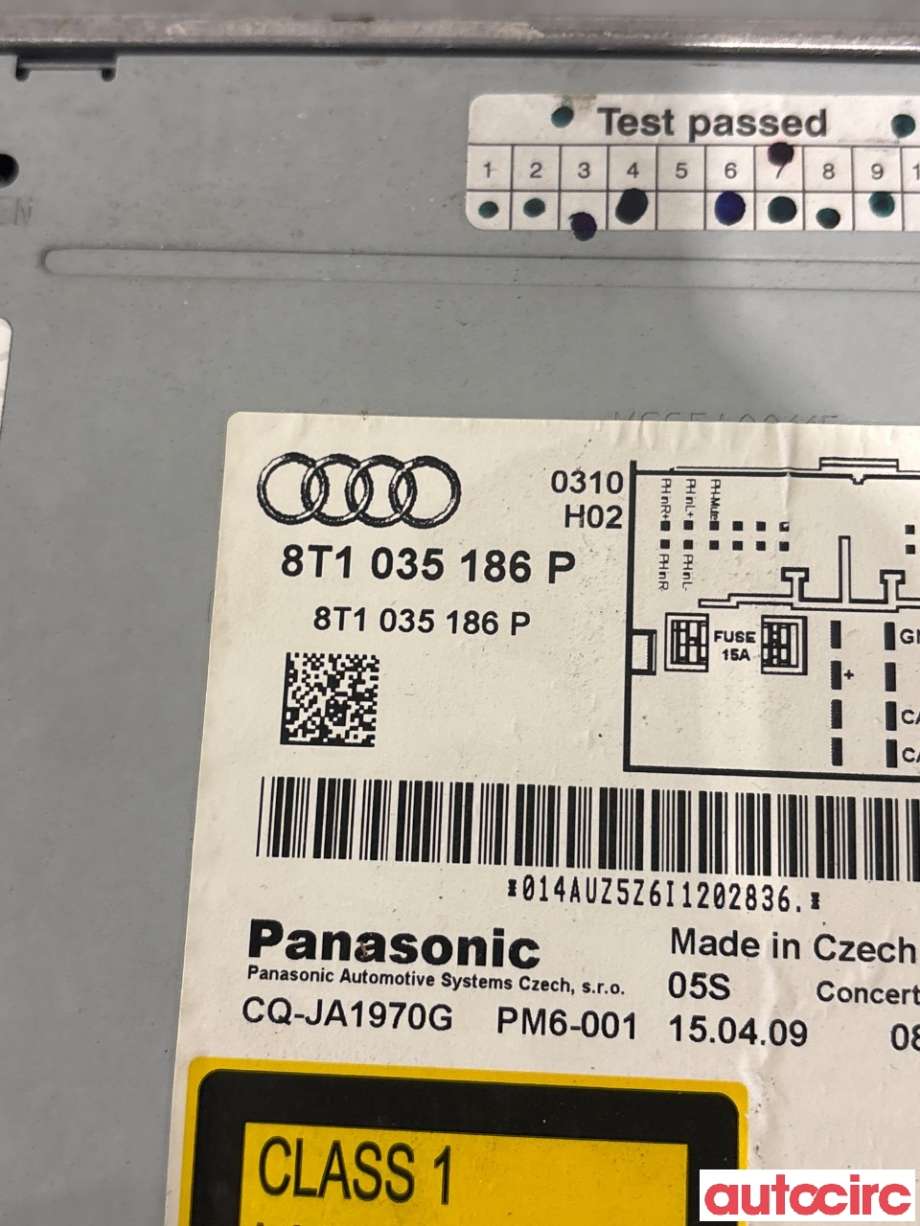 Bilstereo til Audi Q5 2008-2012 (Type I, Fase 1) (AUDI|8T1057186PX|CQ-JA1970G|8T1035186P)