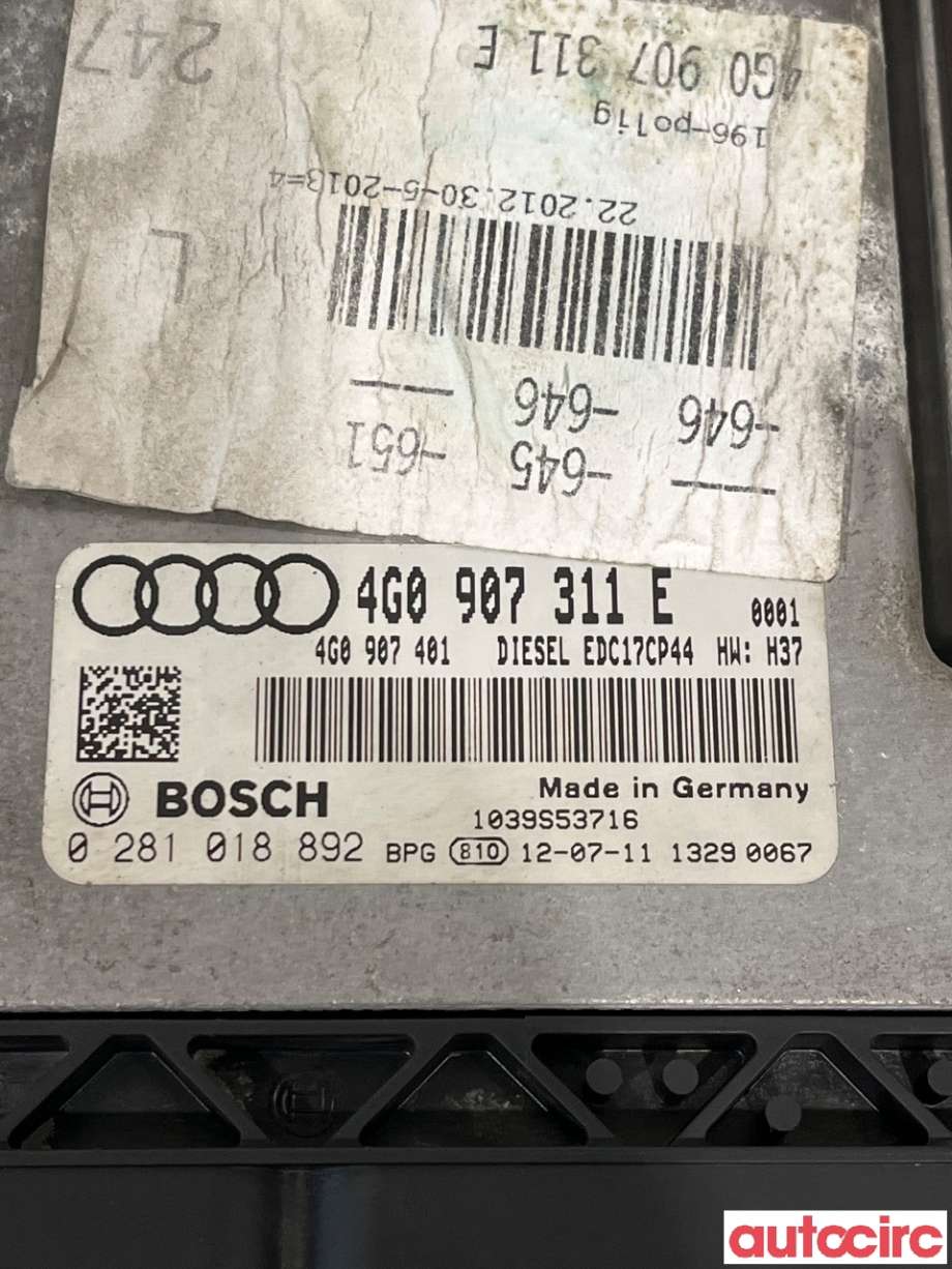 Styreenhet motor til Audi A6, Allroad 2012-2014 (Type III, Fase 1) (C7) (C7) (4G0907311E|0281018892|)