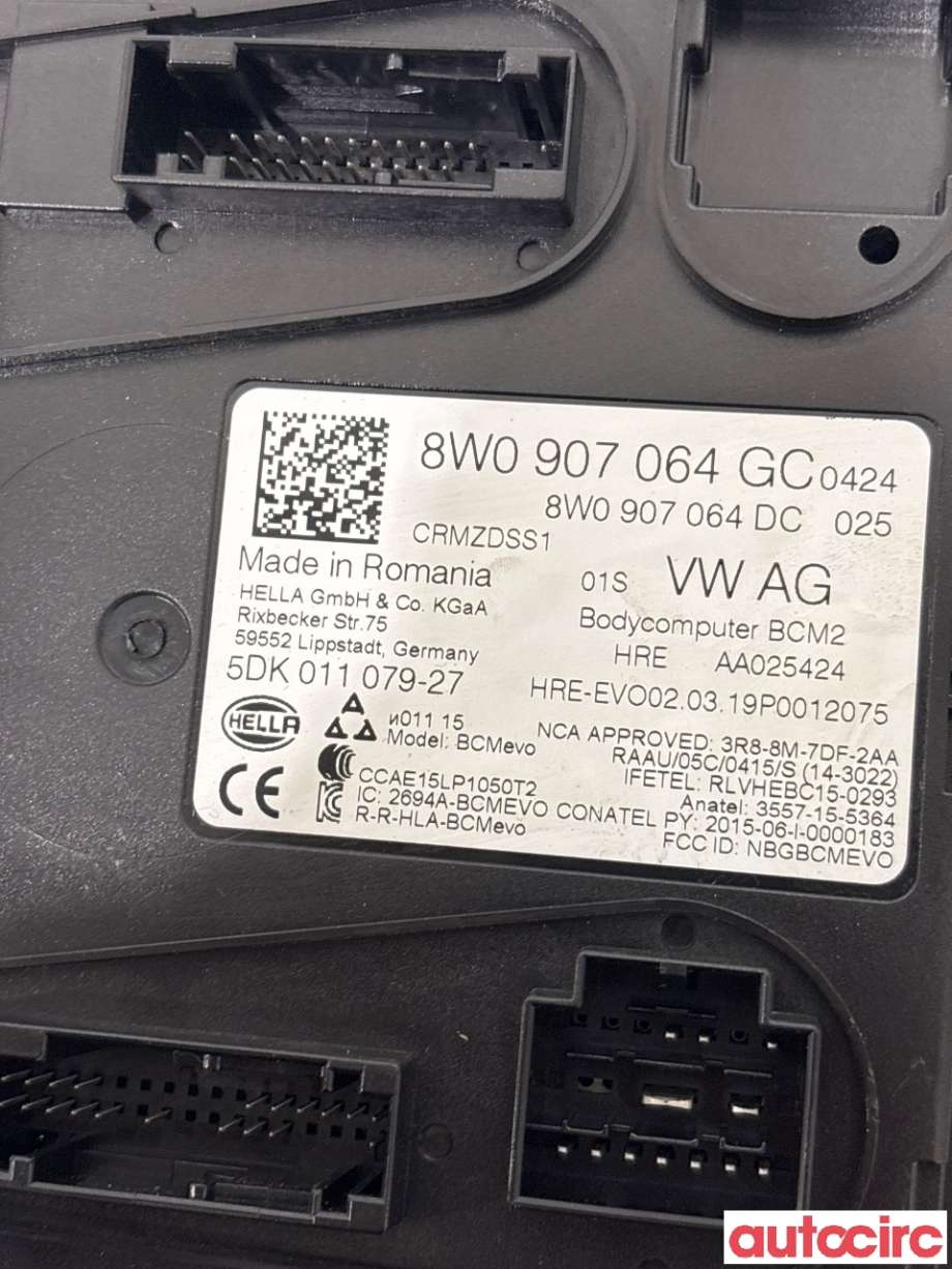 Styreenhet comfort (BCM) til Audi A4 2015-2019 (Type V, Fase 1) (B9) (B9) (AUDI|8W0907064GH|)