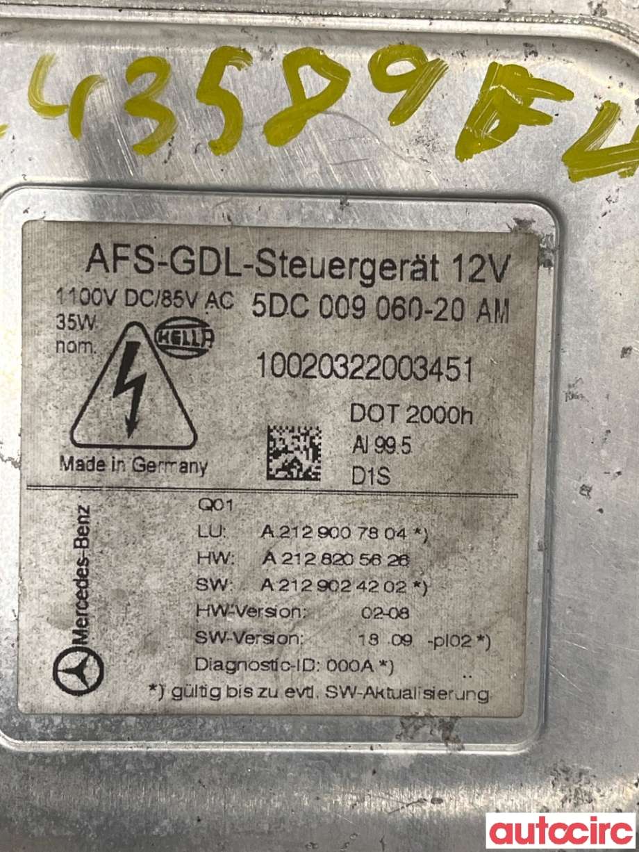 Styreenhet xenon/ballast til Mercedes E-Klasse 2009-2013 (Fase 1) (W212) (W212) (A2129007804|5DC009060-20|)