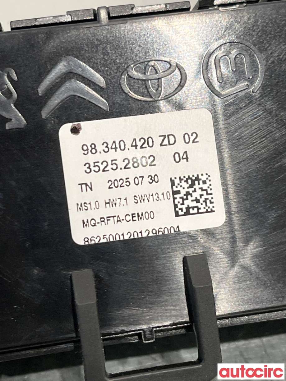 Varmeapparat betjening til Peugeot Partner 2019-->> (Type III)  (98340420ZD|)
