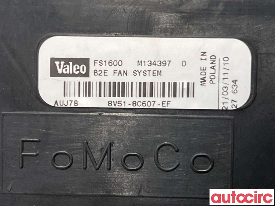 Kjølevifte til Ford Fiesta 2008-2012 (Type VI, Fase 1)  (FORD|2127116|M134397D|8V51-8C607-EF)