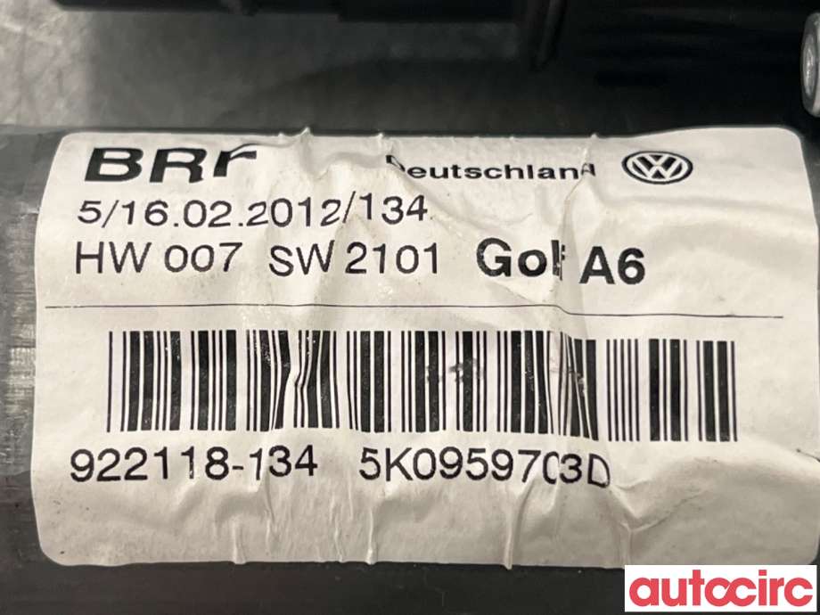 Ruteheis venstre bak til VW Golf VI 2008-2012  (VOLKSWAGEN|5K0959703D|922118-134|5K0959703C)