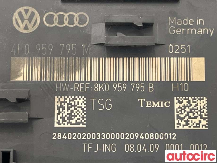 Styreenhet dør venstre foran til Audi Q5 2008-2012 (Type I, Fase 1)  (AUDI|8K0959795C||4F0959795M)