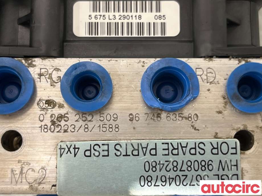 ABS sentral til Citroën Berlingo 2015-2019 (Type II, Fase 2)  (CITROEN|1673578780|0265252509|9674663580)