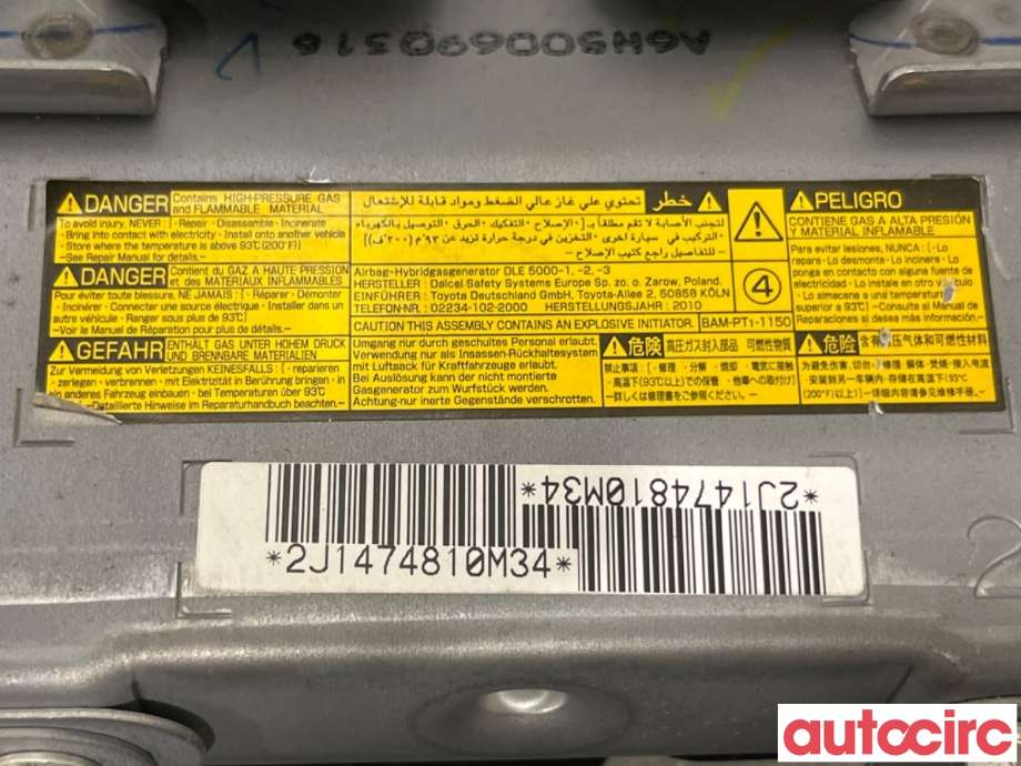 Airbag kne til Toyota Auris 2010-2012 (Type I, Fase 2) (TOYOTA|7390002010B0|)