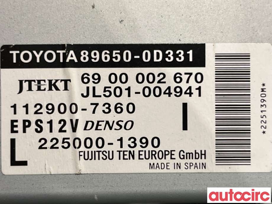 Styreenhet servo til Toyota Yaris 2012-2014 (Type III, Fase 1)  (TOYOTA|896500D0331|225000-1390|89650-0D331)
