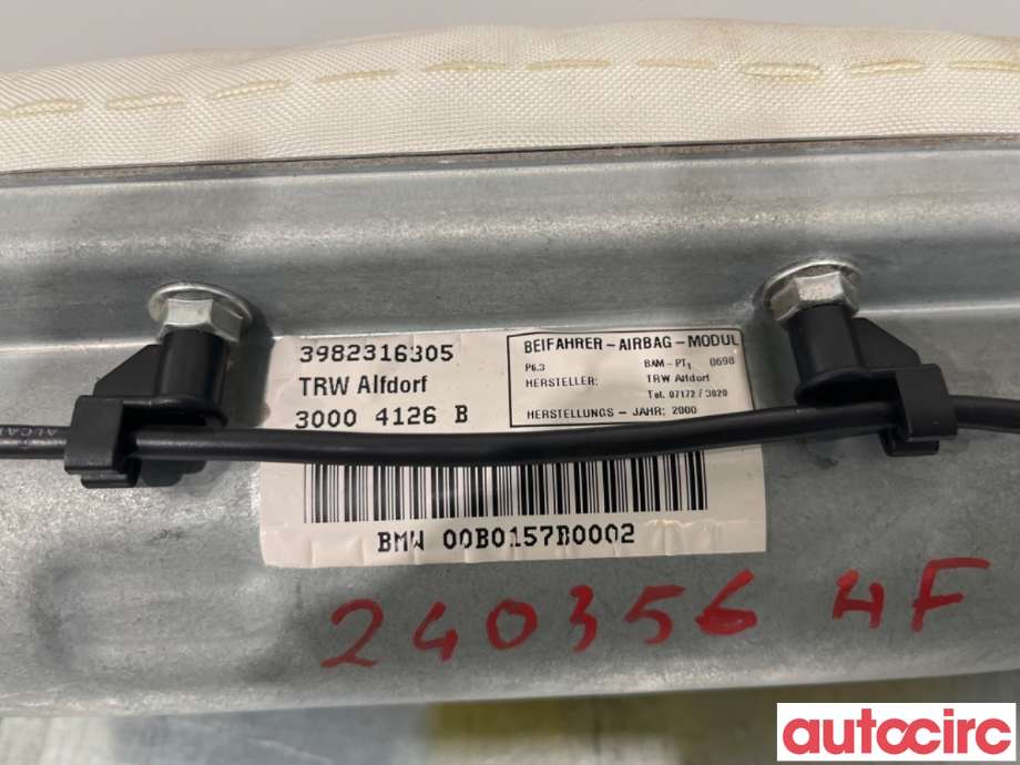 Airbag passasjer til BMW 5-Serie 1996-2003 (E39) (E39) (BMW|72128231630|3982316305|)