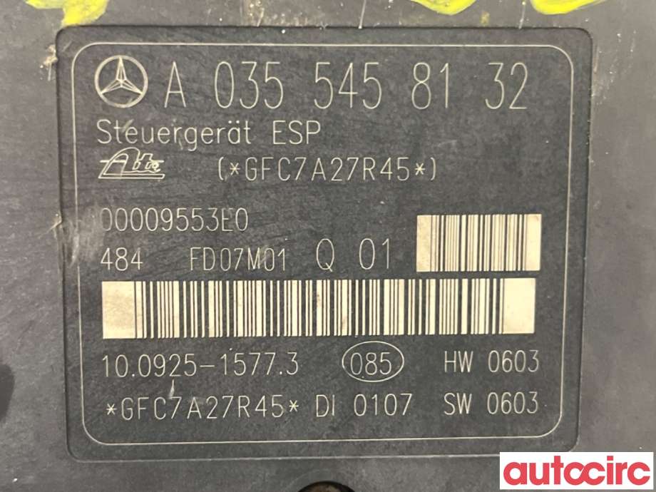 ABS sentral til Mercedes C-Klasse 2004-2007 (Fase 2) (W203) (W203) (MERCEDES|A0044316212|100925-15773|A0054314412)