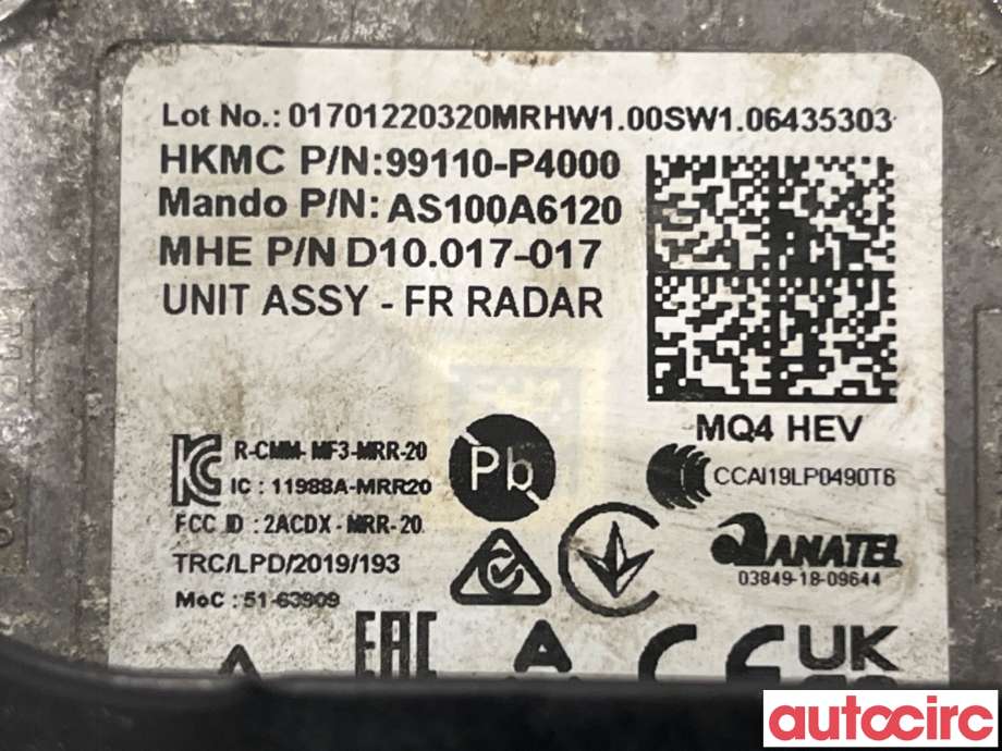 Sensor radar til Kia Sorento 2016-->> Type III (KIA|99110P4000|AS100A6120|99110-P4000)