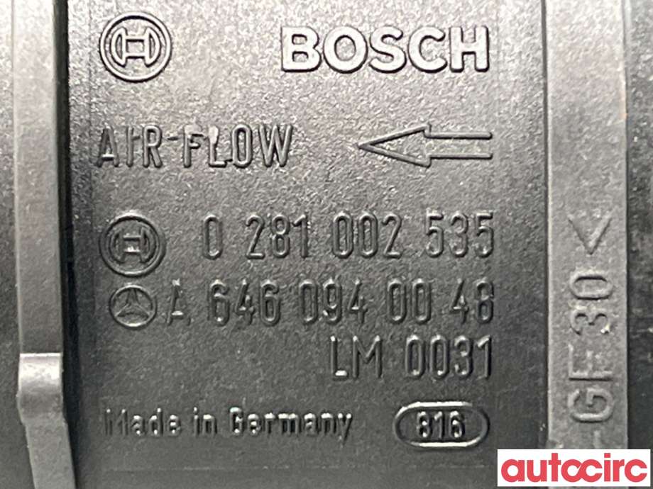 Luftmengde/luftmassemåler til Mercedes E-Klasse 2002-2006 (Fase 1) (W211) (W211) (MERCEDES|A6460940048|0281002535)