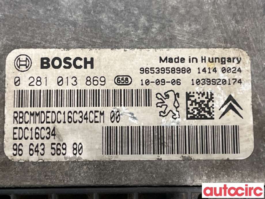 Styreenhet motor til Peugeot Expert 2007-2016 (Type II)  (PEUGEOT|1677614680|0281013869|9664356980)