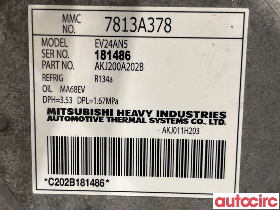Aircondition kompressor til Mitsubishi Outlander 2015-->> (Type III, Fase 2)  (MITSUBISHI|7813A483|AKJ200A202B|7813A378)