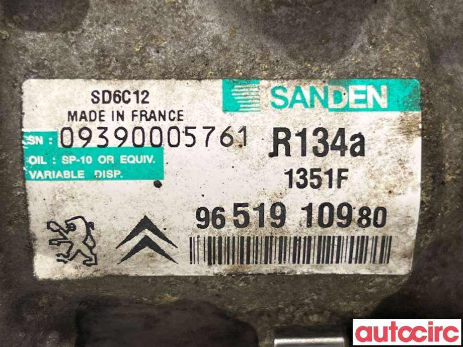 Aircondition kompressor til Peugeot 207 2006-2012  (PEUGEOT|6453QK|SD6C121351|9651910980)