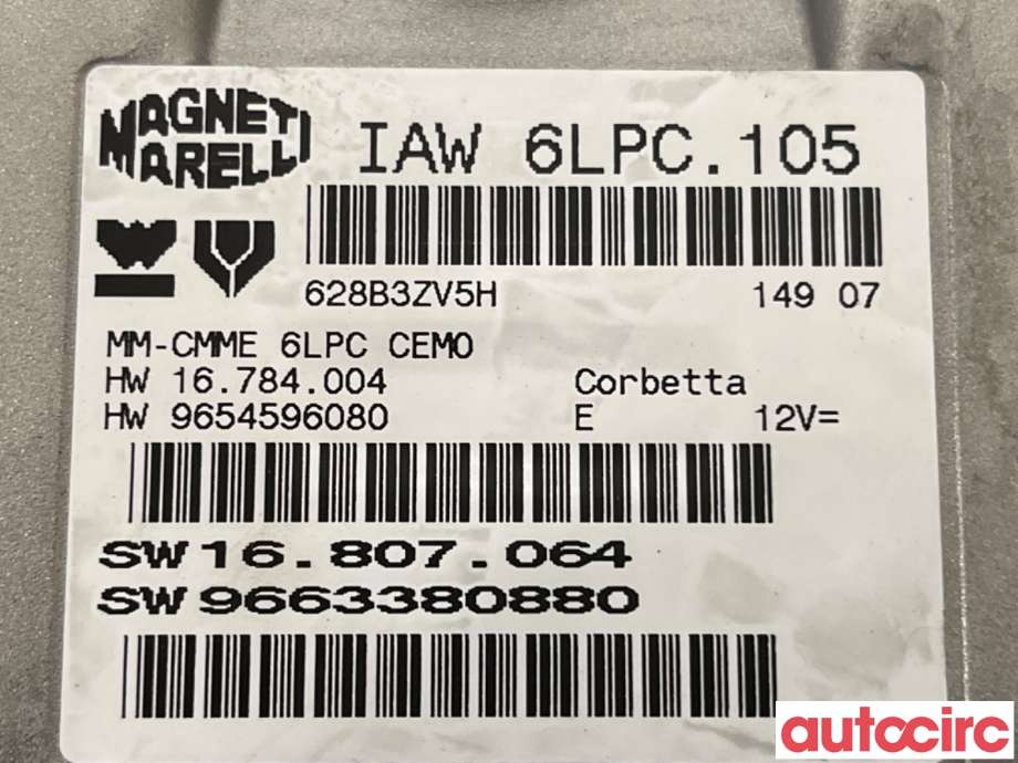 Styreenhet motor til Peugeot 207 2006-2012  (PEUGEOT|1940XX|IAW6LPC105|9654596080)