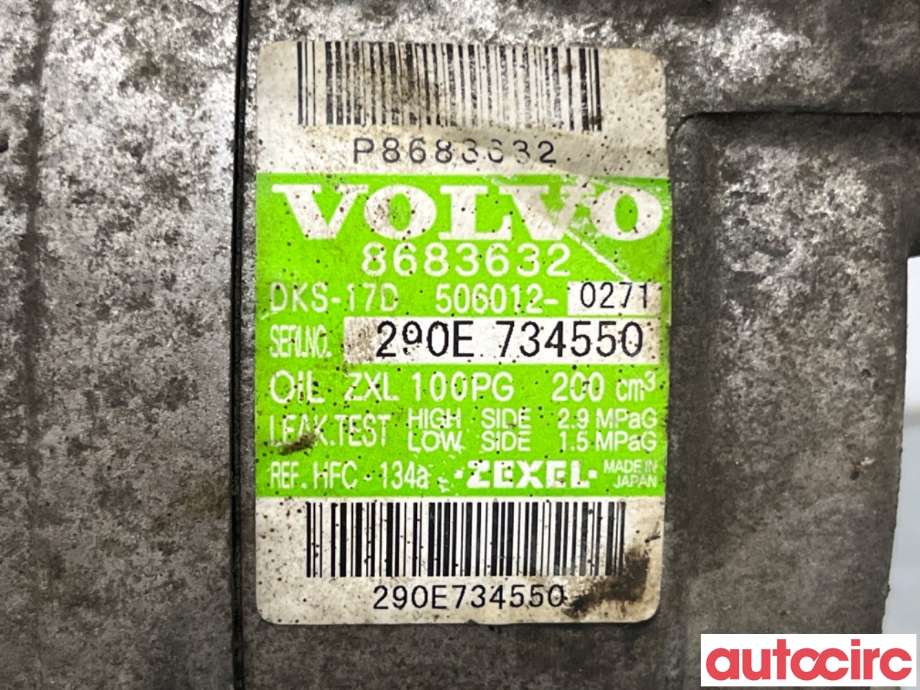 Aircondition kompressor til Volvo XC90 2002-2006 (Type I, Fase 1)  (VOLVO|36001066|506012-0271|8683632)