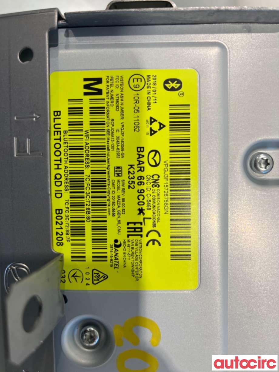 Bilstereo til Mazda 6 2018-->> (Type III, Fase 3)  (MAZDA|GRT7-61-1J0C|)