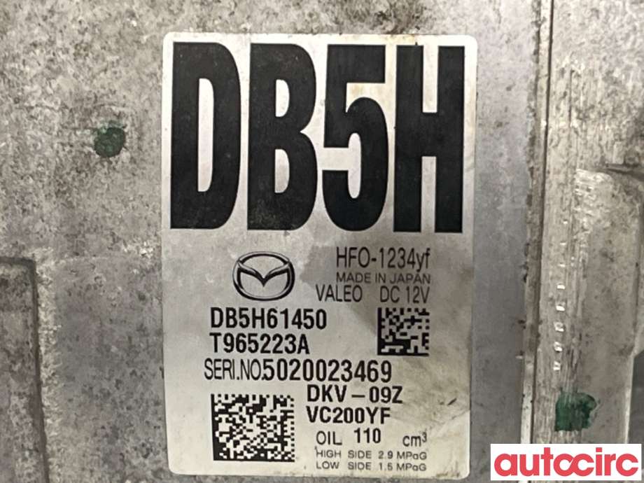 Aircondition kompressor til Mazda 2 2015-2019 (Type III, Fase 1)  (MAZDA|DB5H-61-450|DKV-09Z|DB5H61450)