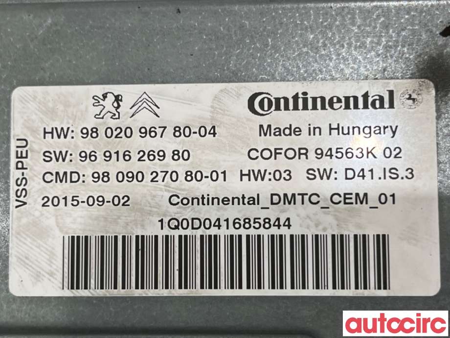 Styreenhet tenning til Peugeot 5008 2010-2017 (Type I)  (PEUGEOT|9809027080|94563K|9802096780)