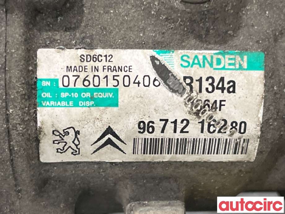 Aircondition kompressor til Peugeot 207 2006-2012  (PEUGEOT|648708|SD6C121364|9822826880)