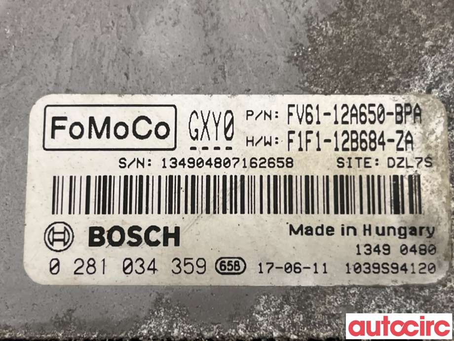 Styreenhet motor til Ford Transit Connect 2013-2018 Type II, Fase 1  (FORD|2032181|0281034359|F1F1-12B684-ZA)