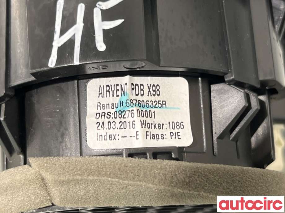 Dashbord friskluftdyse til Opel Vivaro B 2014-2019 (OPEL|93453377||687606325R)