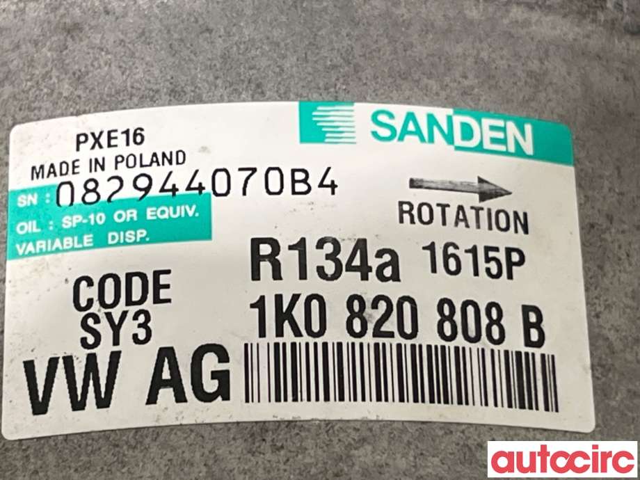 Aircondition kompressor til VW Touran 2010-2015 (Type I, Fase 3)  (VOLKSWAGEN|1K0820808FX|PXE161615|1K0820808F)