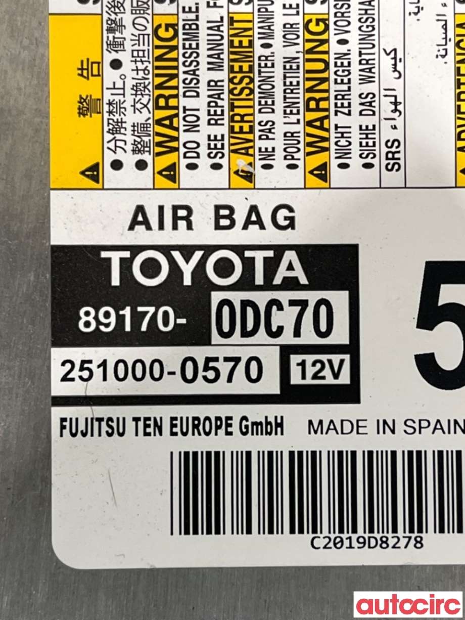 Airbag elektronikk til Toyota Yaris 2014-2020 (Type III, Fase 2)  (TOYOTA|891700DC70|)