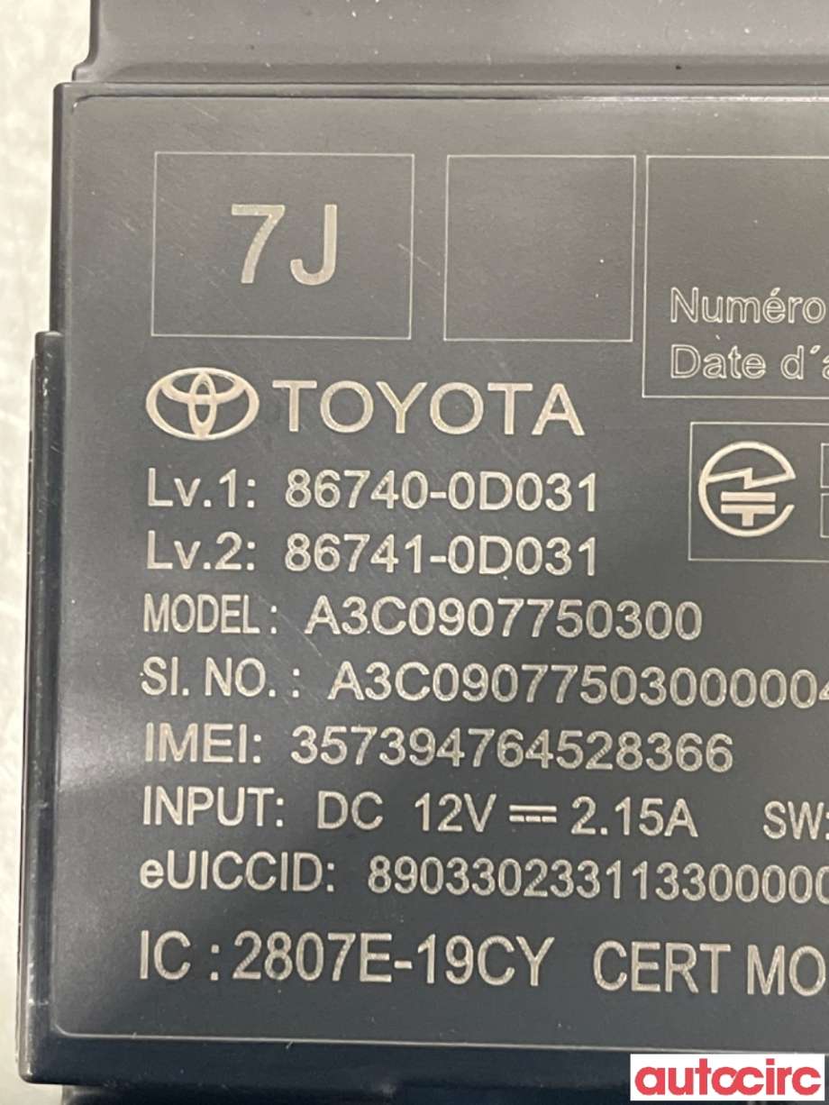 Styreenhet diverse til Toyota Yaris 2020-->> (Type IV)  (TOYOTA|867400D031|)