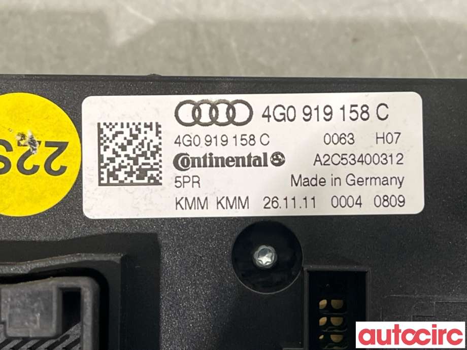 Varmeapparat betjening til Audi A6 2011-2014 (Type IV, Fase 1) (C7) (C7) (AUDI|4G0919158C|)