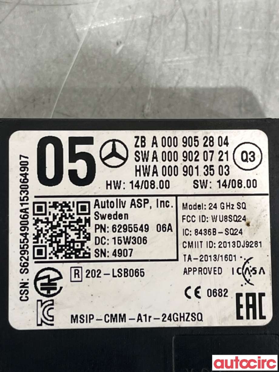 Sensor radar til Mercedes A-Klasse 2012-2018 (W176) (W176) (MERCEDES|A0009054907||A0009052804)
