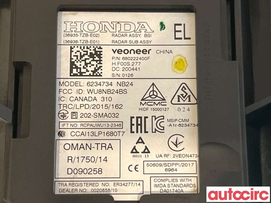 Sensor radar til Honda Jazz 2020-->> (Type IV)  (HONDA|36936-TZB-E01|)