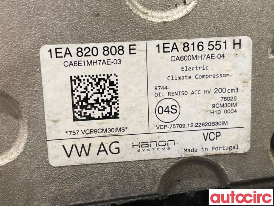 Aircondition kompressor til VW ID.3 2020-->>  (VOLKSWAGEN|1EA820808E|1EA816551H|1EA820808H)