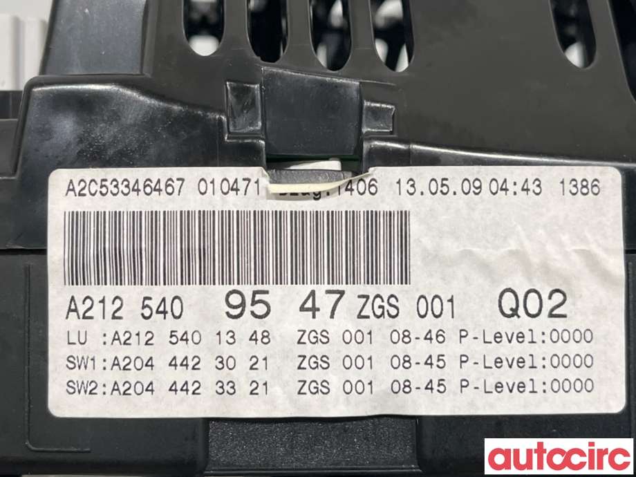 Instrumentpanel til Mercedes E-Klasse 2009-2013 (Fase 1) (W212) (W212) (MERCEDES|A2129004904|A2C53346467|A2125409547)