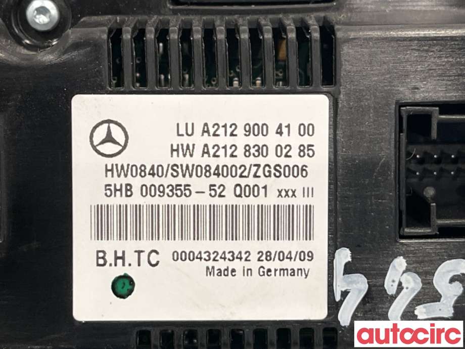 Varmeapparat betjening til Mercedes E-Klasse 2009-2013 (Fase 1) (W212) (W212) (MERCEDES|A2129008608|5HB009355-52|A2129006527)