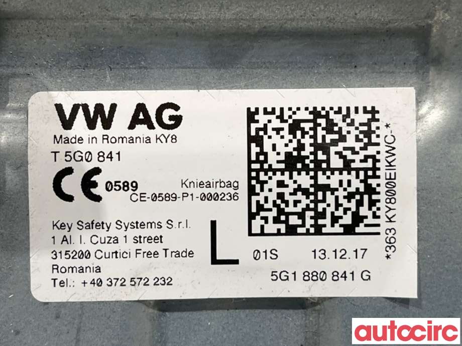 Airbag kne til VW e-Golf 2017-2020 (Fase 2)  (VOLKSWAGEN|5G1880841G|CE-0589-PT-000236|5G1880841H)