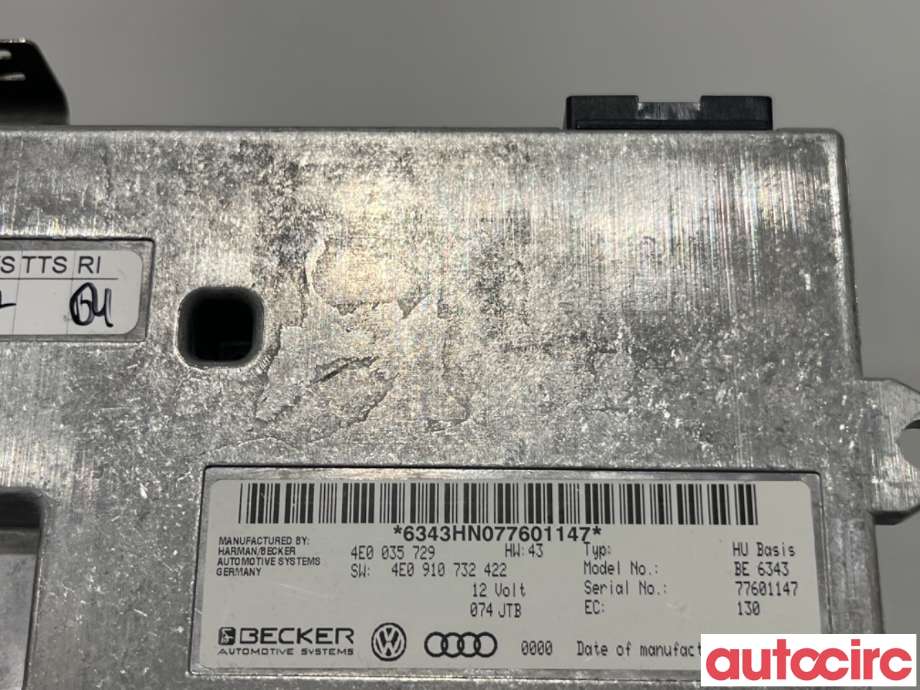 Bilstereo diverse til Audi A8 2003-2010 (Type II) (AUDI|4E0910732PX|)