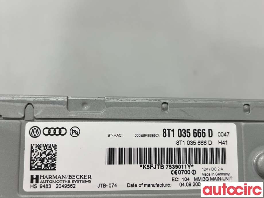 Bilstereo navigasjon til Audi A5 2007-2016 (Type I) (AUDI|8T1035666JX|)