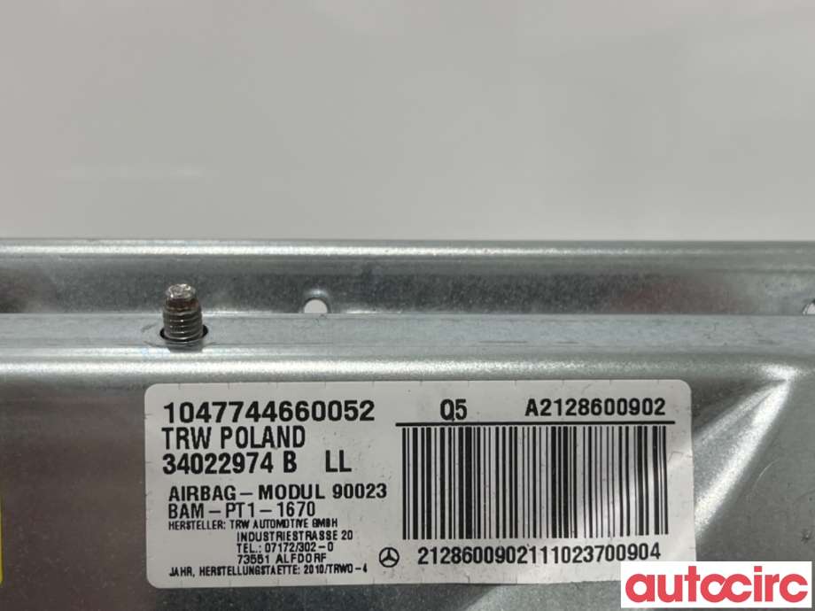 Airbag kne til Mercedes E-Klasse 2009-2013 (Fase 1) (W212) (W212) (MERCEDES|A2128600902|34022974B)