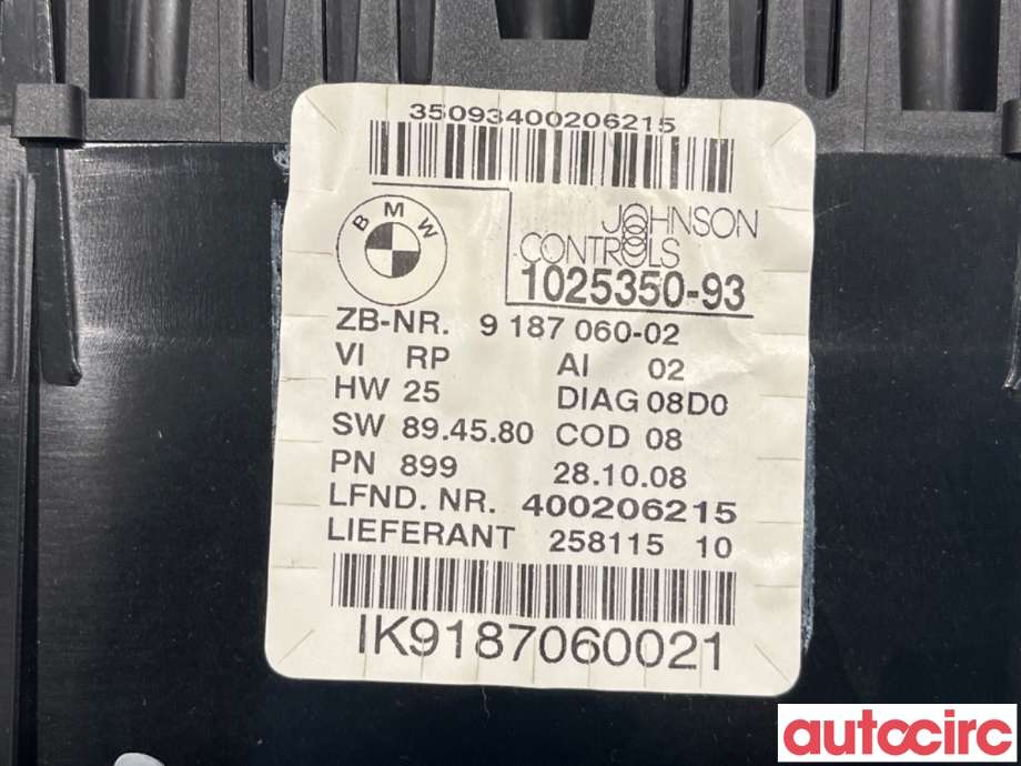 Instrumentpanel til BMW 3-Serie 2005-2011 (E90/E91/E92/E93) (E90/E91/E92/E93) (BMW|62109316127|)
