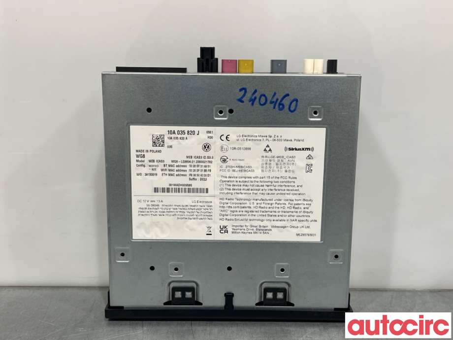 Bilstereo til VW ID.3 2020-->>  (VOLKSWAGEN|10A035820J|)