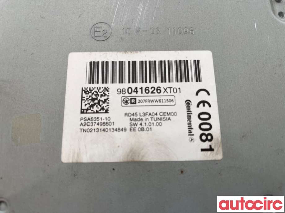 Bilstereo til Toyota Proace 2013-2016 (Type I)  (TOYOTA|SU001A2751|A2C37498601|98041626XT)