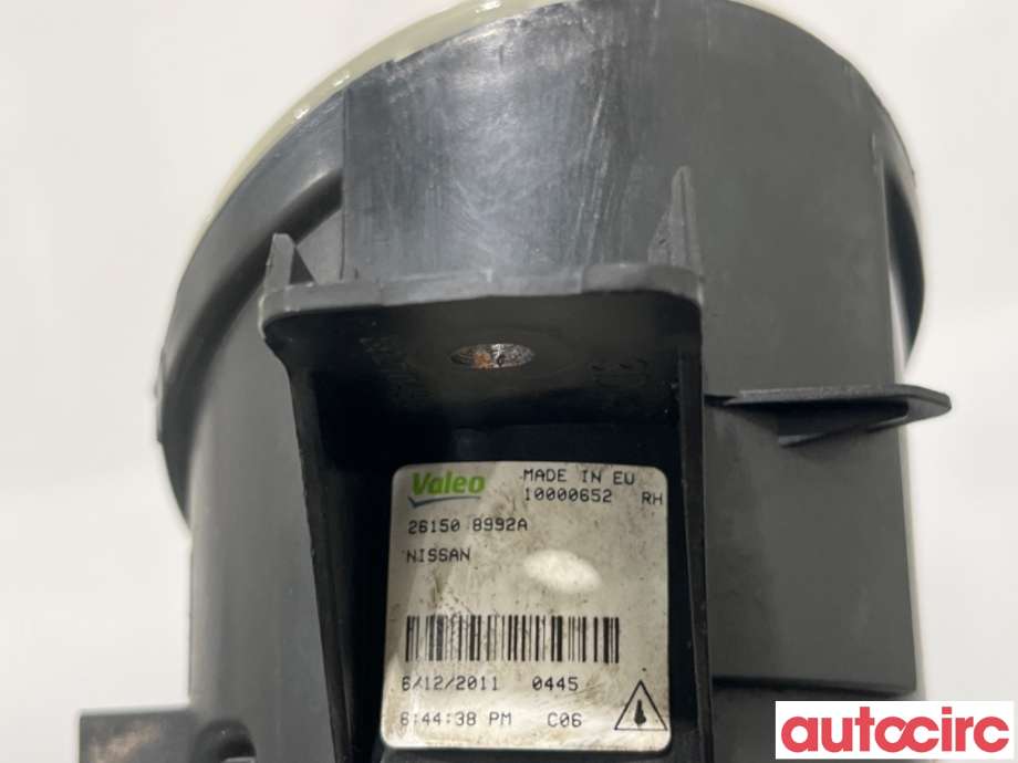 Tåkelykt høyre foran til Nissan Qashqai 2010-2014 (Type I, Fase 2)  (NISSAN|261508992A|10000652)