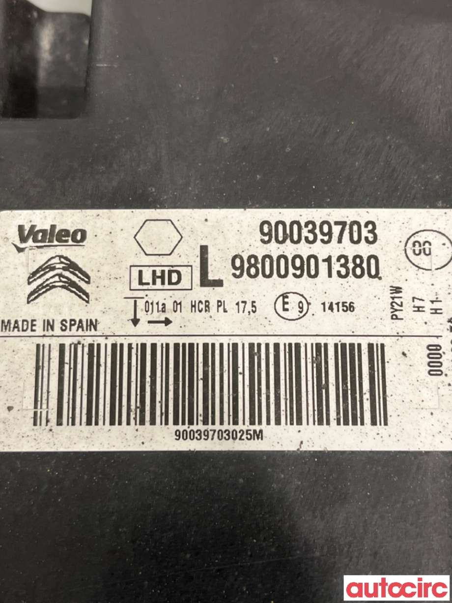 Frontlykt venstre halogen til Citroën C4, Cactus 2014-2017 (Fase 1)  (CITROEN|9800901380|)