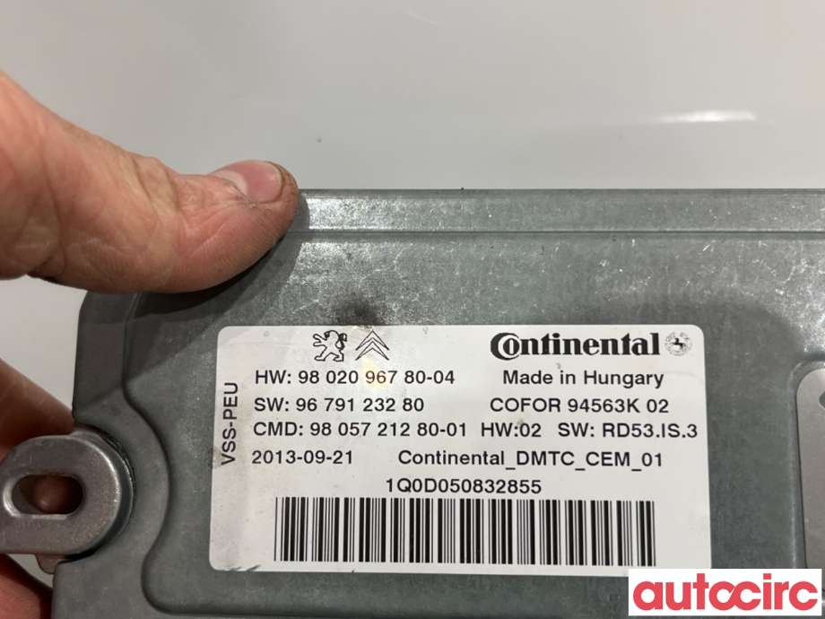 Styreenhet tenning til Peugeot Partner 2008-2015 (Type II, Fase 1)  (PEUGEOT|9805721280|94563K|9802096780)